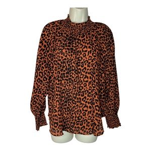 Mobwife LOFT Petites Animal Print Leopard Top Dressy Blouse size Medium Petite